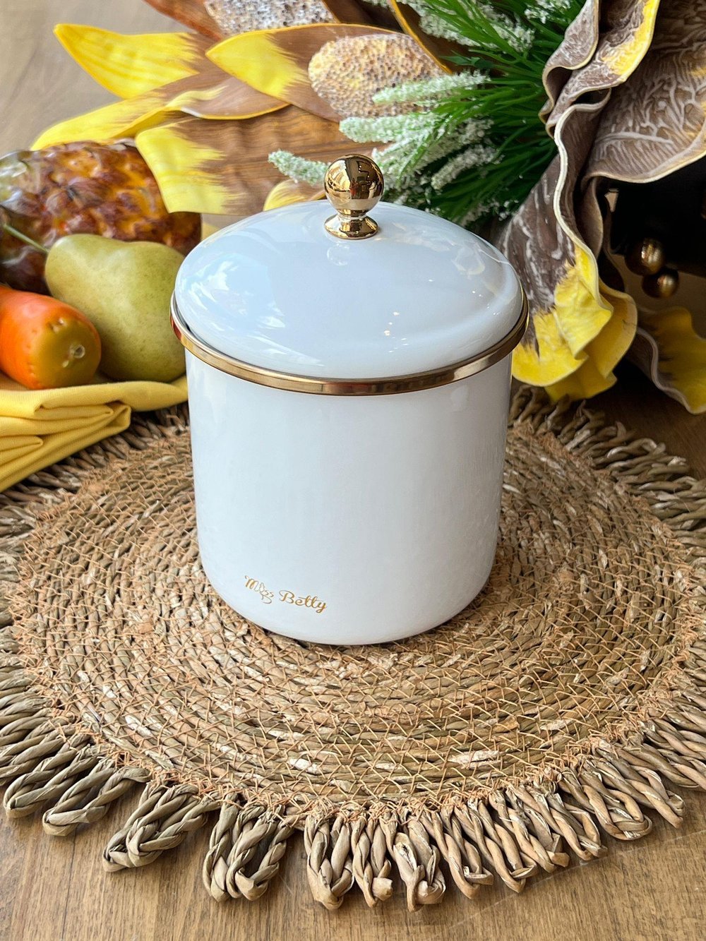 Whıte Pearl Emaye Kavanoz-12 Cm