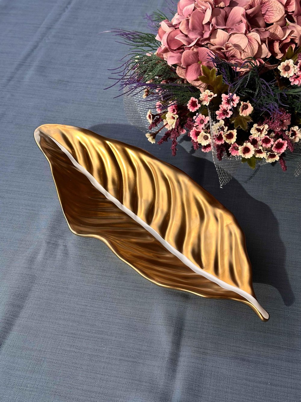 Yaprak Gold Servis Sunum Tabak 45x16cm