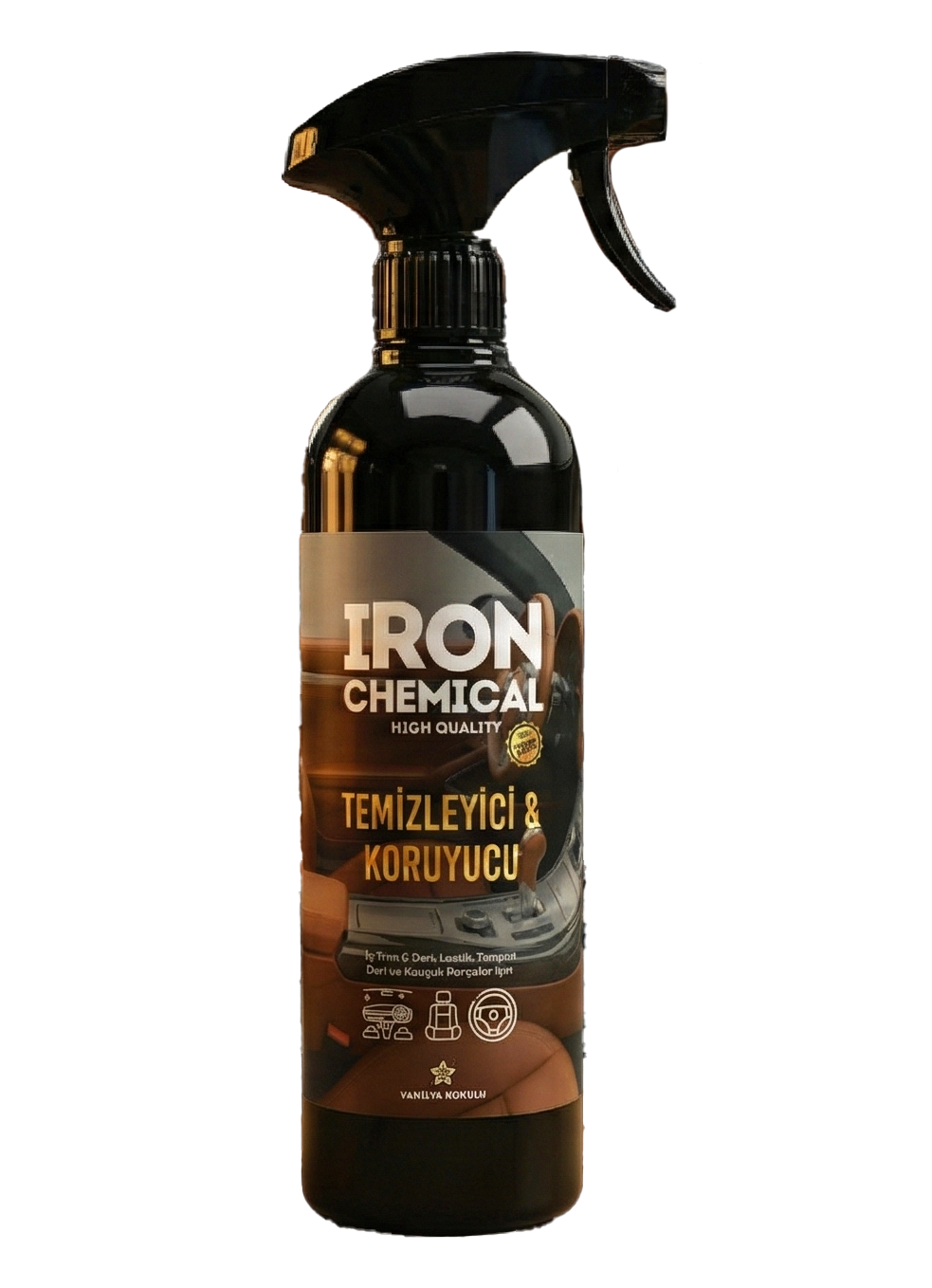 IRON CHEMICAL ICRF Vanilya Kokulu Trim, Lastik ve Plastik Koruyucu 600ml | Antistatik, UV Korumalı, Yağsız ParlaklıkIRON  CHEMICALICRF600
