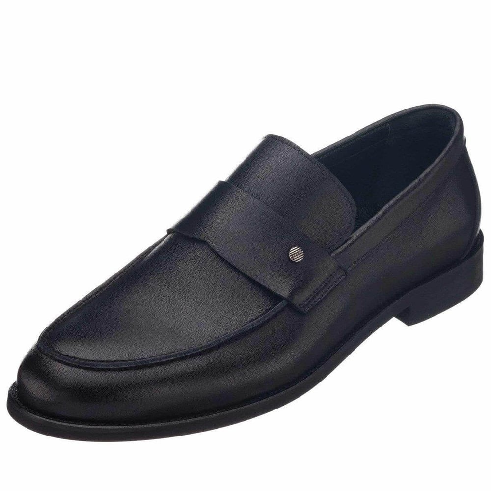 45-50 numara siyah anilin deri püsküllü erkek loafer KD0695 önden görünüm