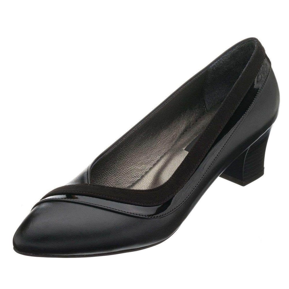 Büyük numara kısa topuklu kadın stiletto KDR1308 siyah önden görünüm, 5 pont topuklu H kalıp 40 41 42 43 44 numara kadın ayakkabı