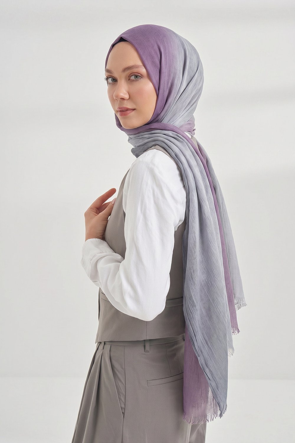  PURE COMFORT VİSKOZ ŞAL - LEYLAK-GÜMÜŞ