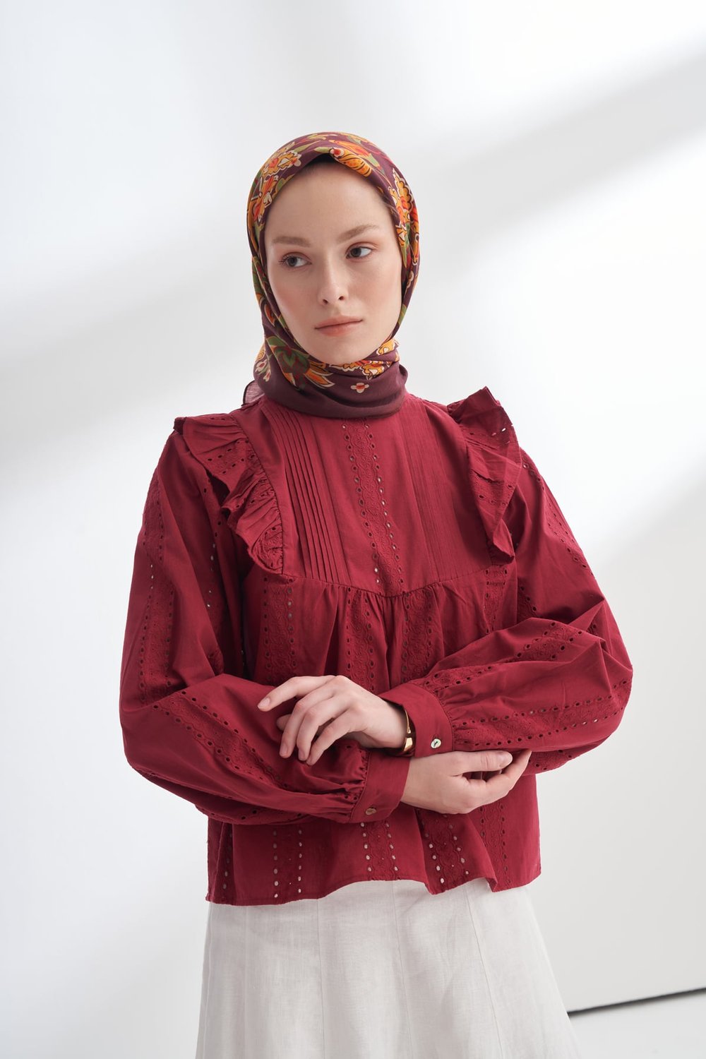 ANATOLIAN BLOOM DESEN THE TENCEL EDIT EŞARP - BORDO
