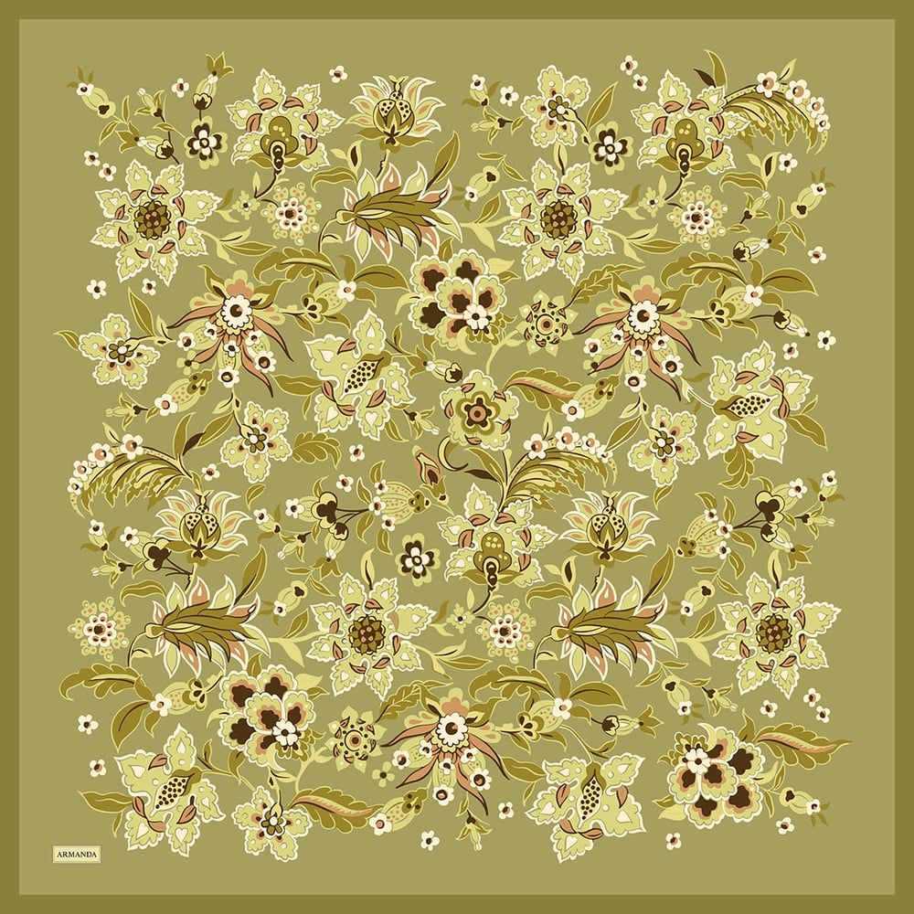ANATOLIAN BLOOM DESEN THE TENCEL EDIT EŞARP - YAĞ YEŞİLİ