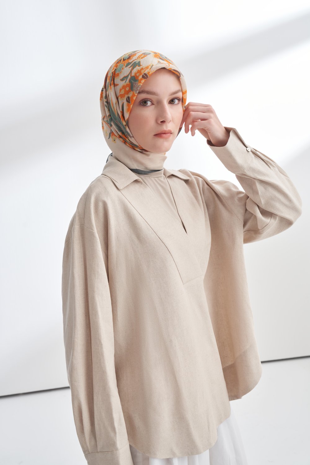 ANATOLIAN BLOOM DESEN THE TENCEL EDIT EŞARP - KETEN - BEJ