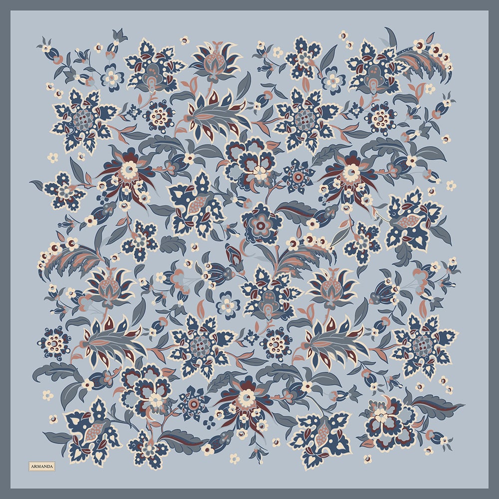 ANATOLIAN BLOOM DESEN THE TENCEL EDIT EŞARP - GRİ - MAVİ