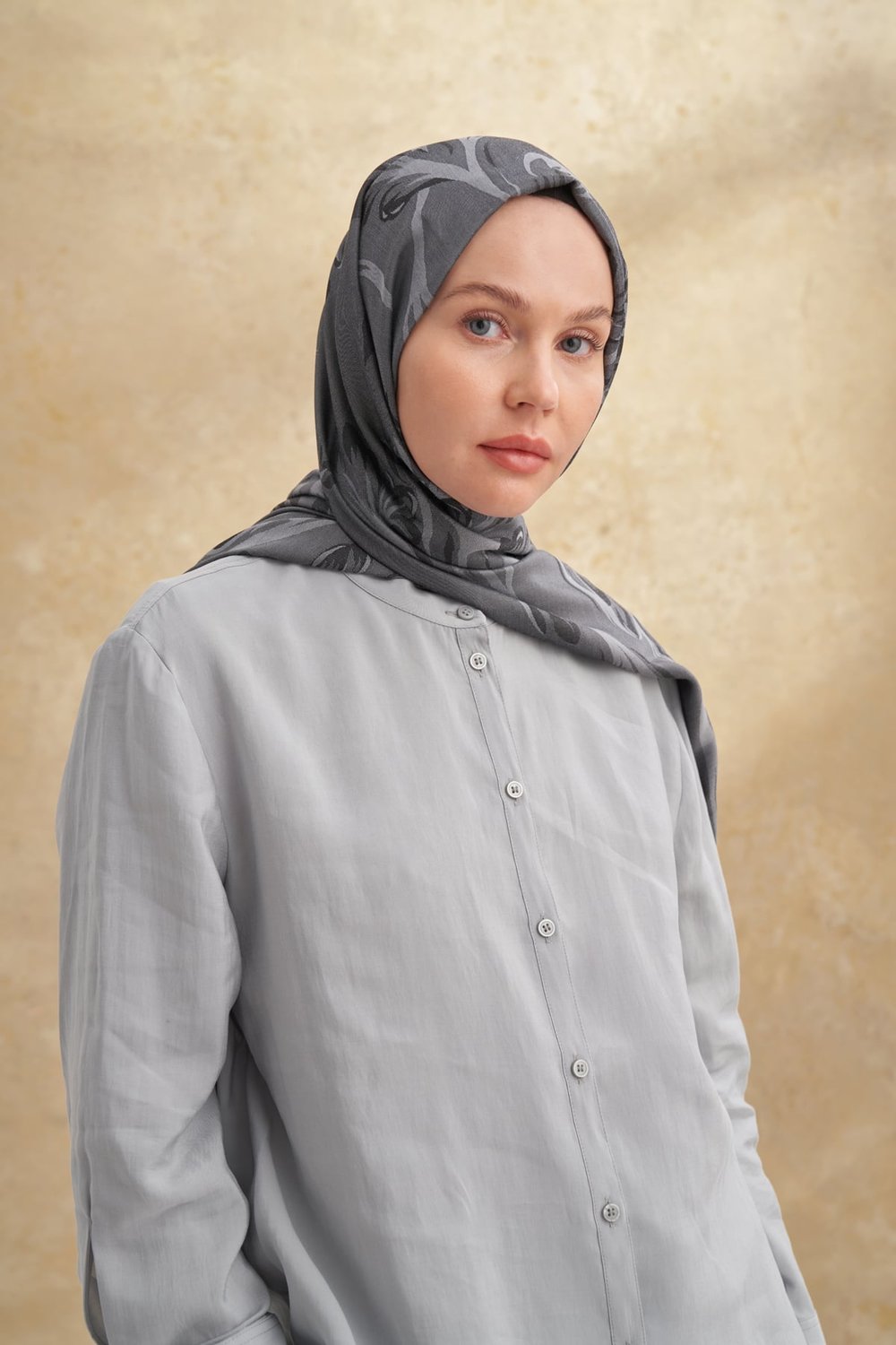 BAMBU BAROQ DESEN ŞAL - SİYAH
