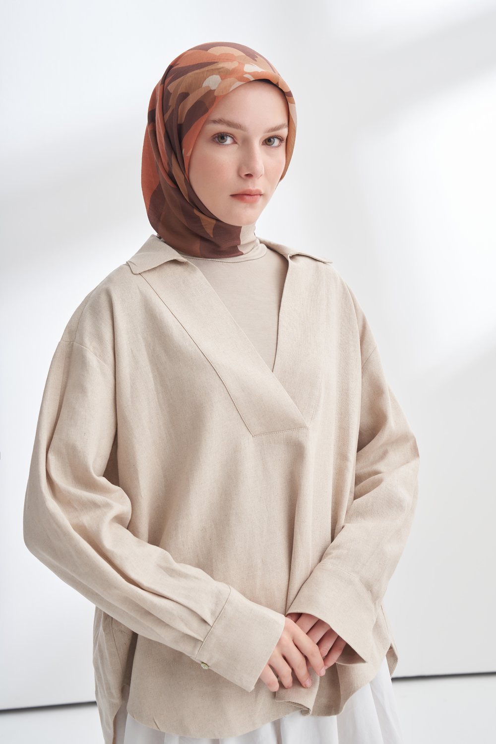 BLOOM FLOW DESEN THE TENCEL EDIT EŞARP - ALMOND