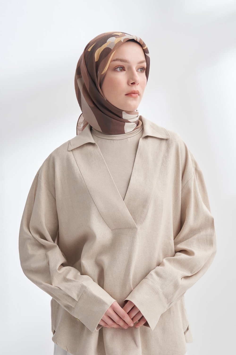 BLOOM FLOW DESEN THE TENCEL EDIT EŞARP - VİZON
