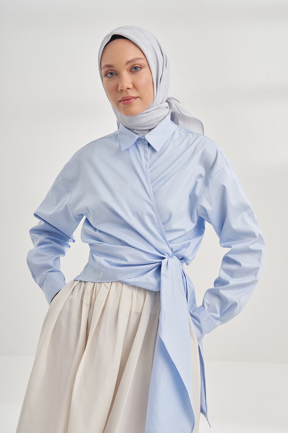 COTTON MONOGRAM GEOMETRİK DESEN EŞARP - GÜMÜŞ
