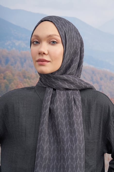 COTTON MONOGRAM ŞAL -FÜME