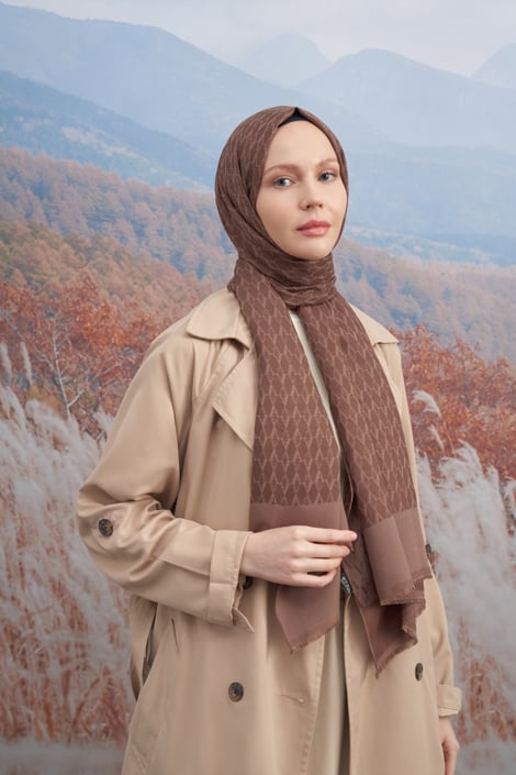 COTTON MONOGRAM ŞAL - KAHVE