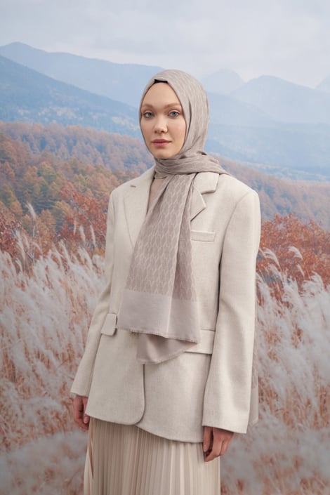 COTTON MONOGRAM ŞAL - VİZON