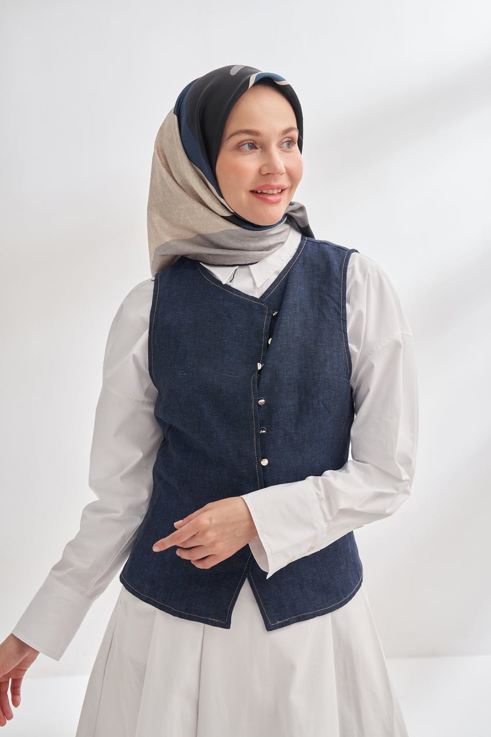 DESERT DESEN TWILL İPEK EŞARP - SİYAH-FÜME
