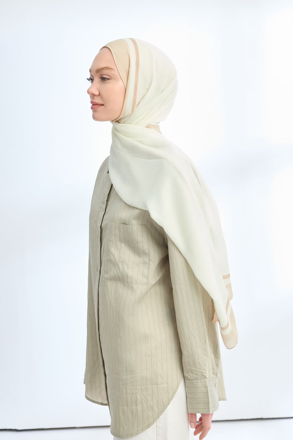ELEGANT HARMONY FRAME DESEN ŞAL - EKRU - BEJ