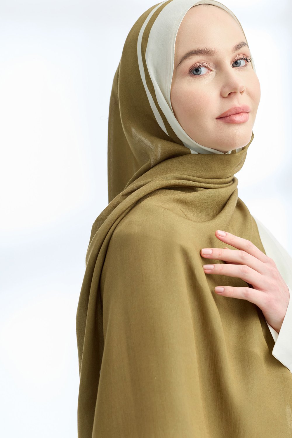 ELEGANT HARMONY FRAME DESEN ŞAL - YAĞ YEŞİLİ