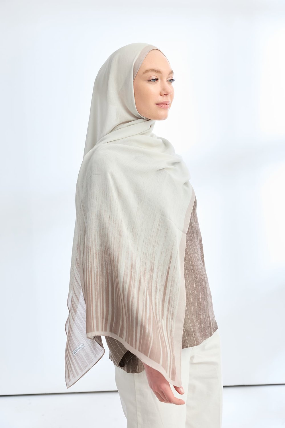 ELEGANT HARMONY LINORA DESEN ŞAL  - AÇIK VİZON