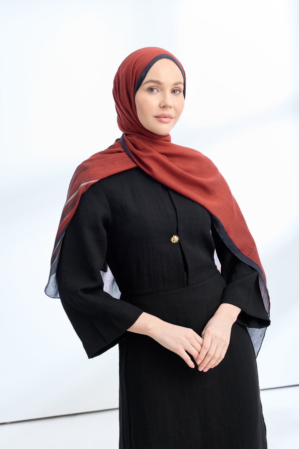 ELEGANT HARMONY LINORA DESEN ŞAL - SİYAH - BORDO