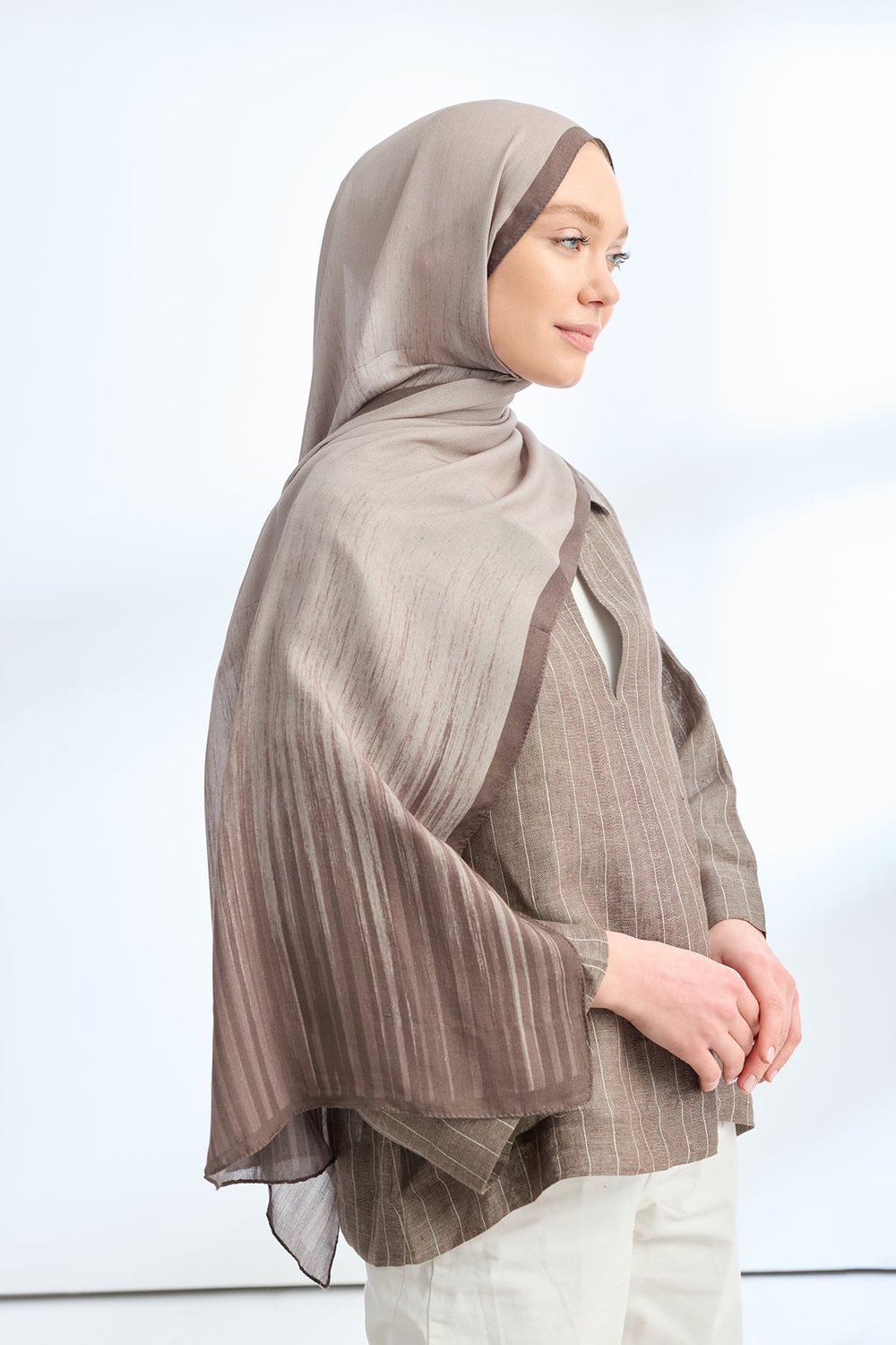 ELEGANT HARMONY LINORA DESEN ŞAL - VİZON