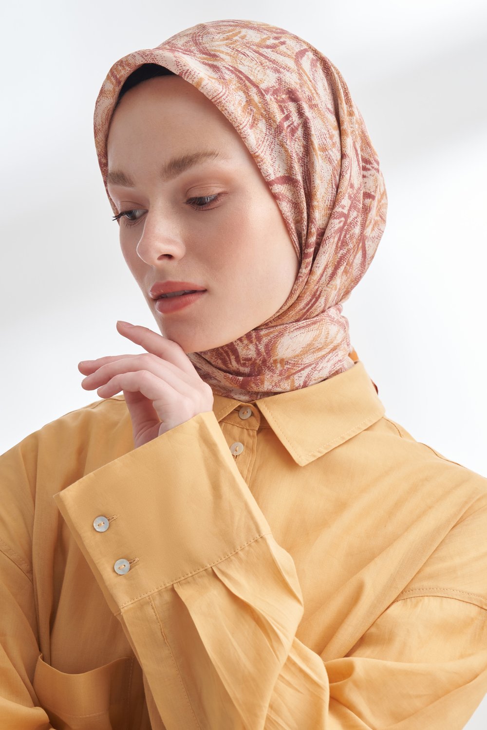 ENDLESS WAVES DESEN THE TENCEL EDIT EŞARP  - KARAMEL