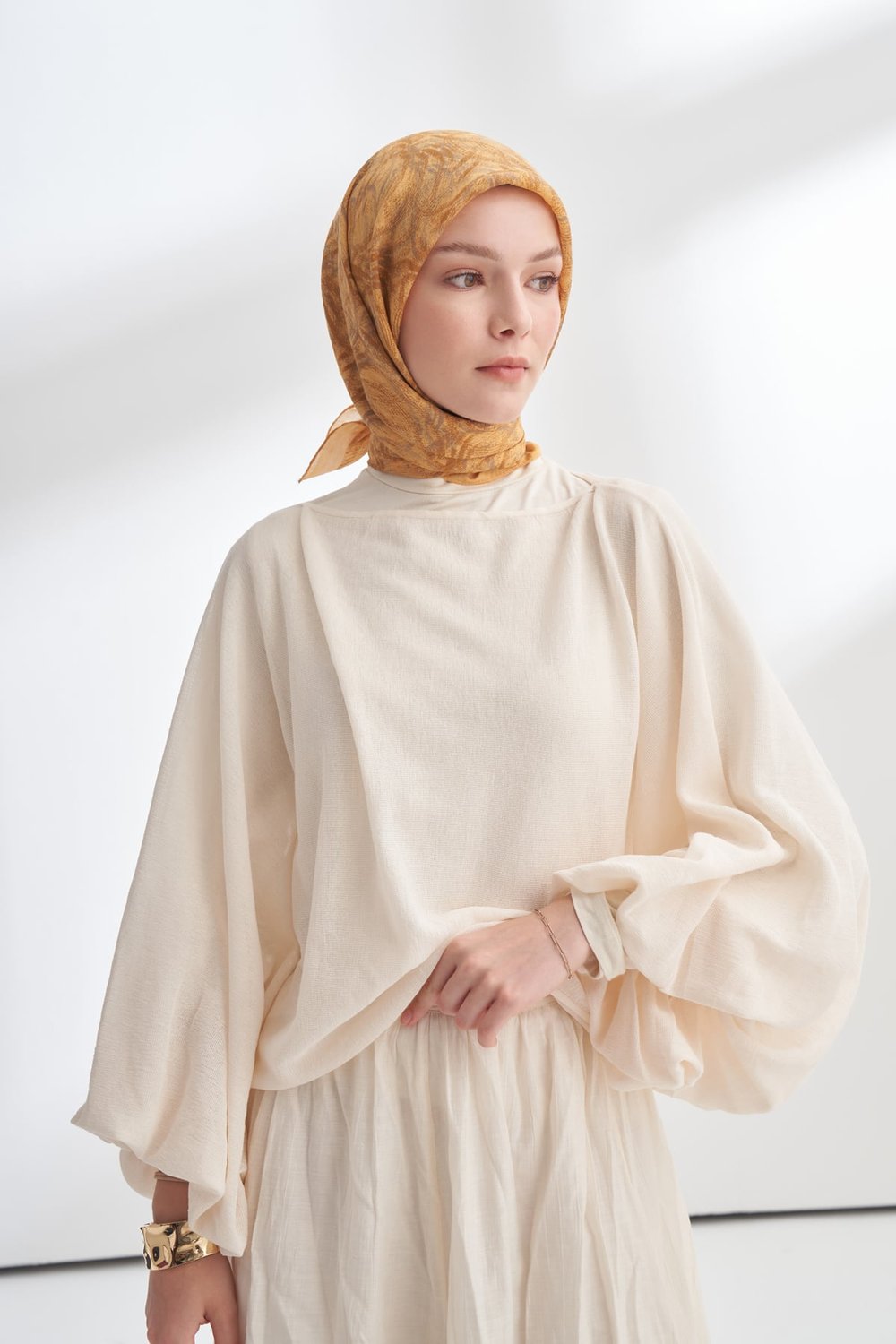 ENDLESS WAVES DESEN THE TENCEL EDIT EŞARP  - SAFRAN