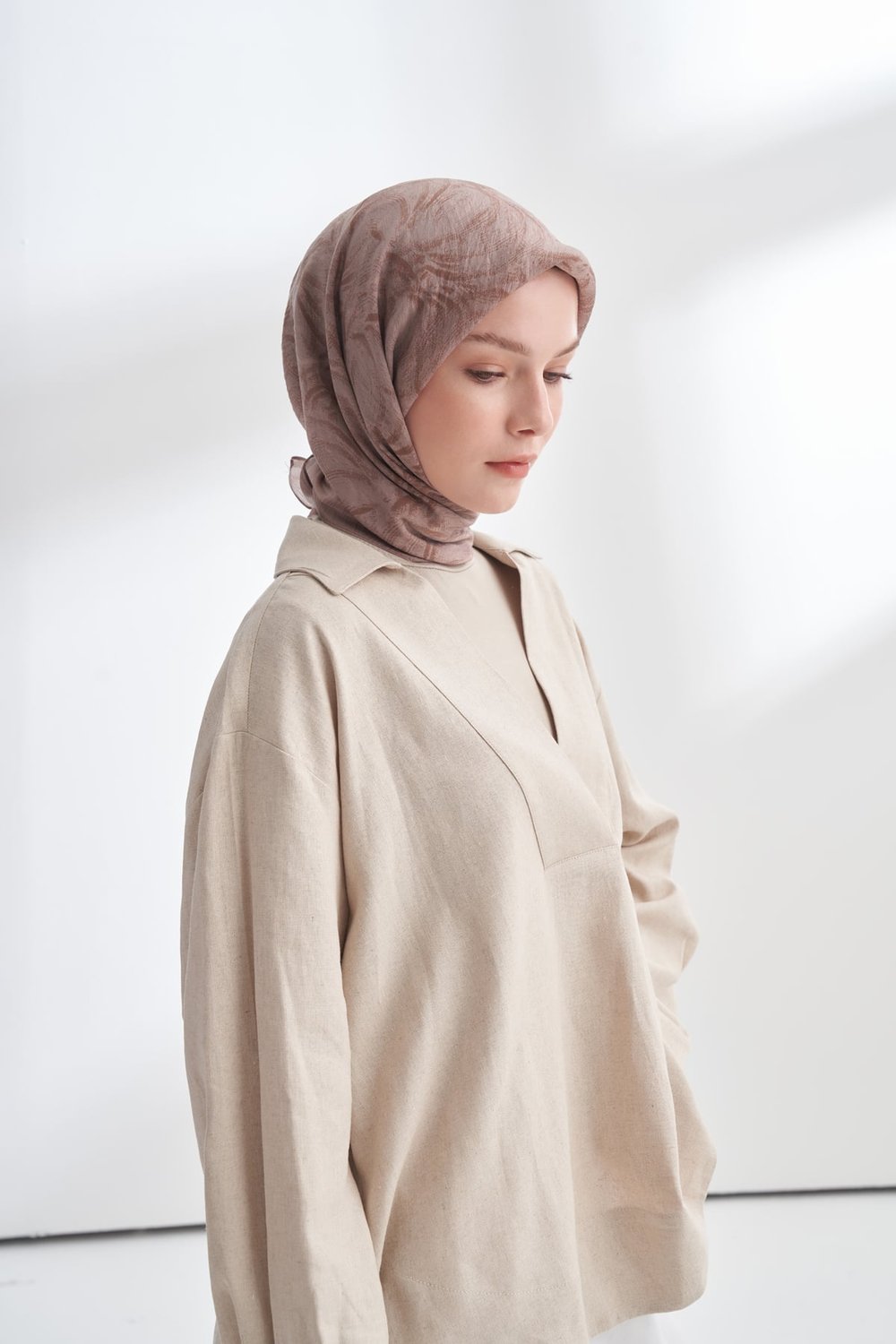 ENDLESS WAVES DESEN THE TENCEL EDIT EŞARP  - VİZON