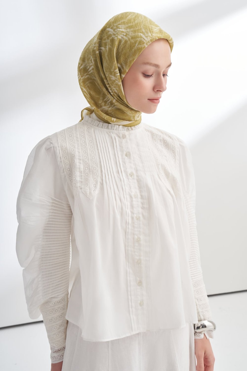 ENDLESS WAVES DESEN THE TENCEL EDIT EŞARP  - YAĞ YEŞİLİ