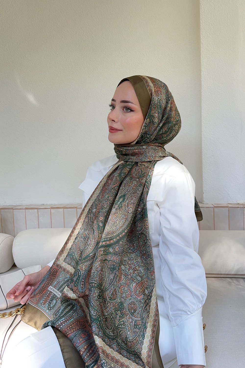 ETHNIC VUAL VINTAGE DESEN ŞAL - HAKİ
