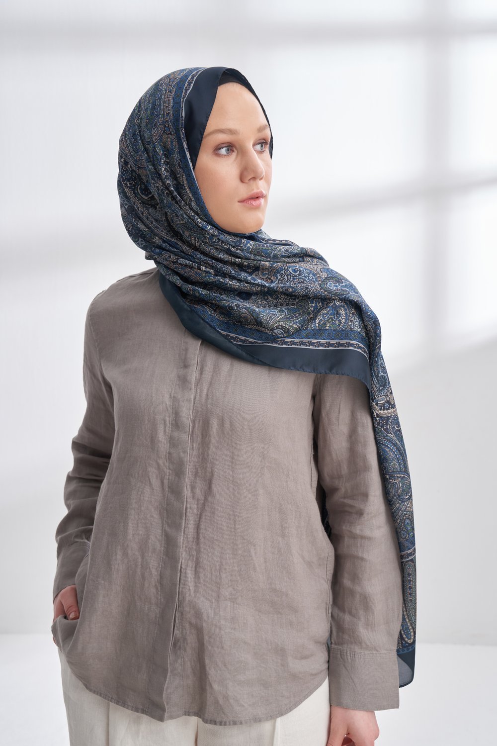 ETHNIC VUAL VINTAGE DESEN ŞAL - ROYAL BLUE