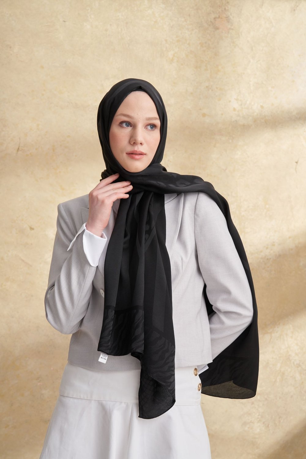 FIORI JAKAR LEOPAR MIX DESEN ŞAL - SİYAH