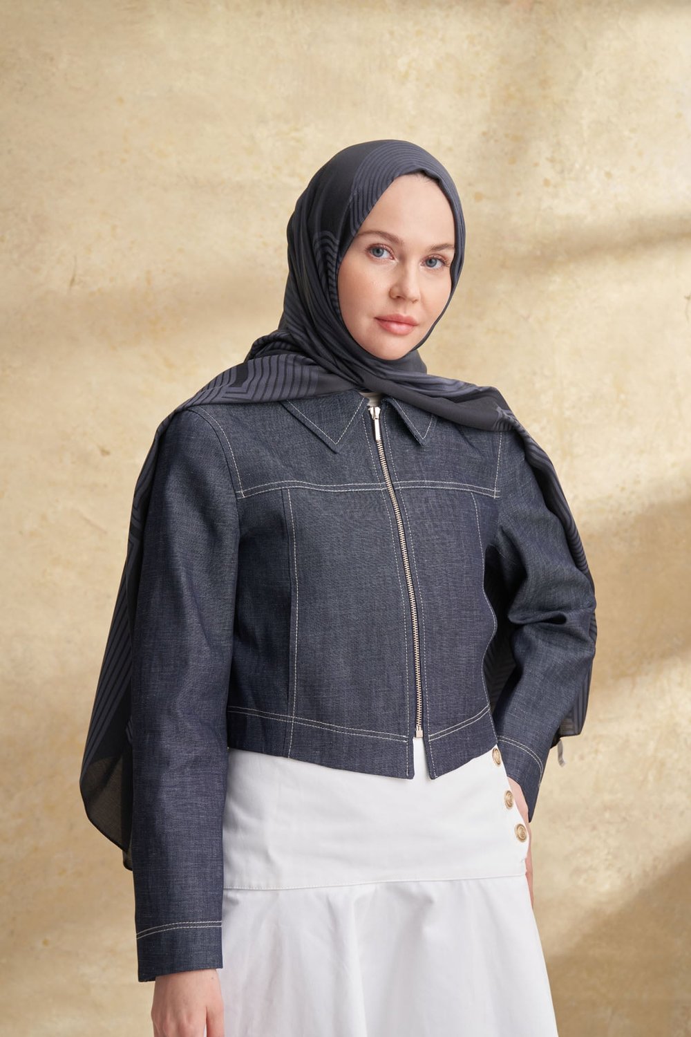 FIORI JAKAR LINE DESEN ŞAL - ANTRASİT