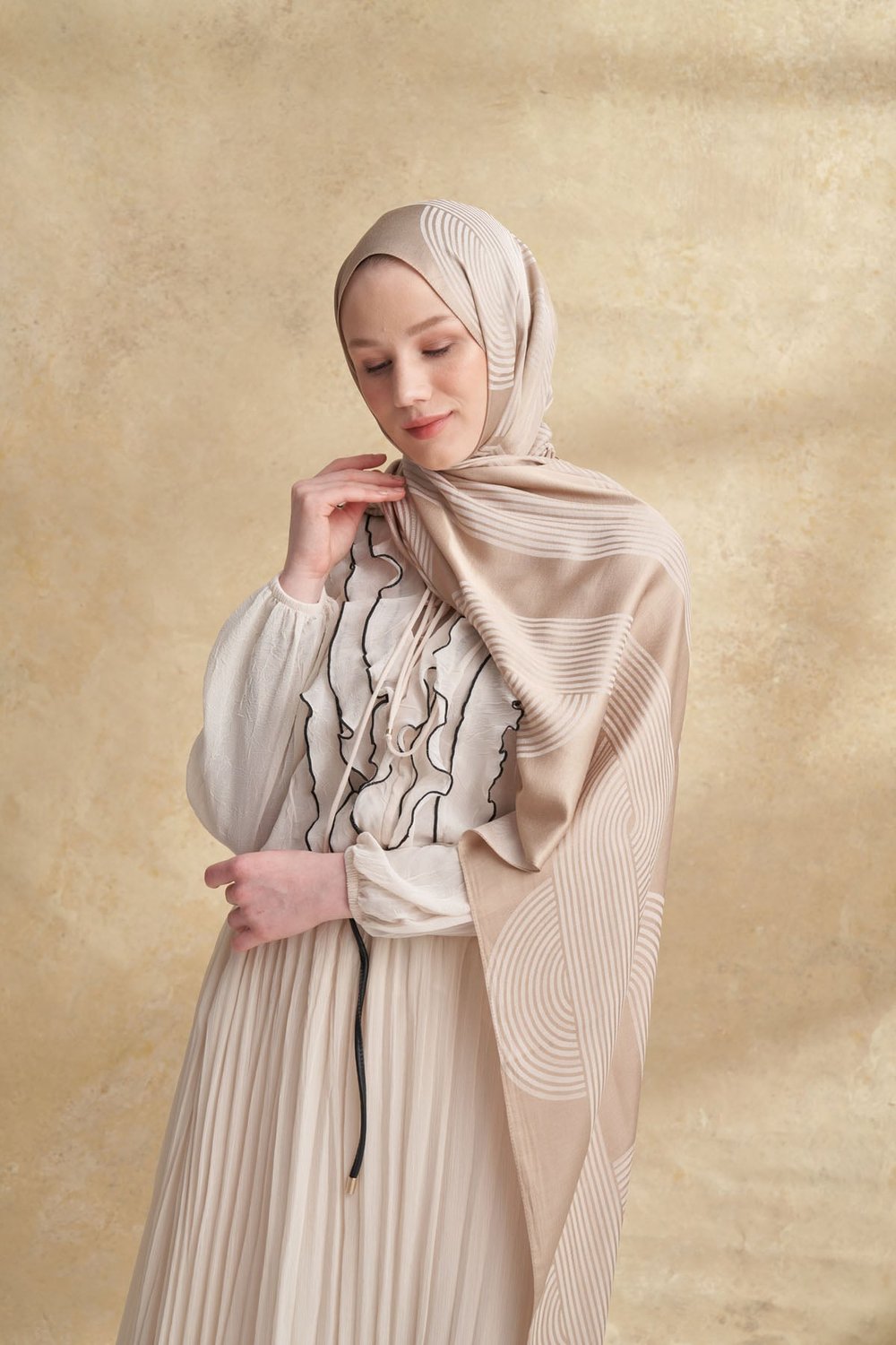 FIORI JAKAR LINE DESEN ŞAL - BEJ