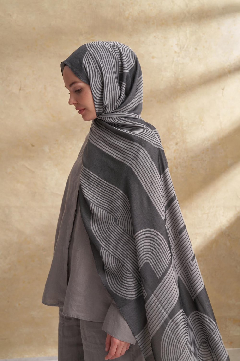 FIORI JAKAR LINE DESEN ŞAL - GRİ