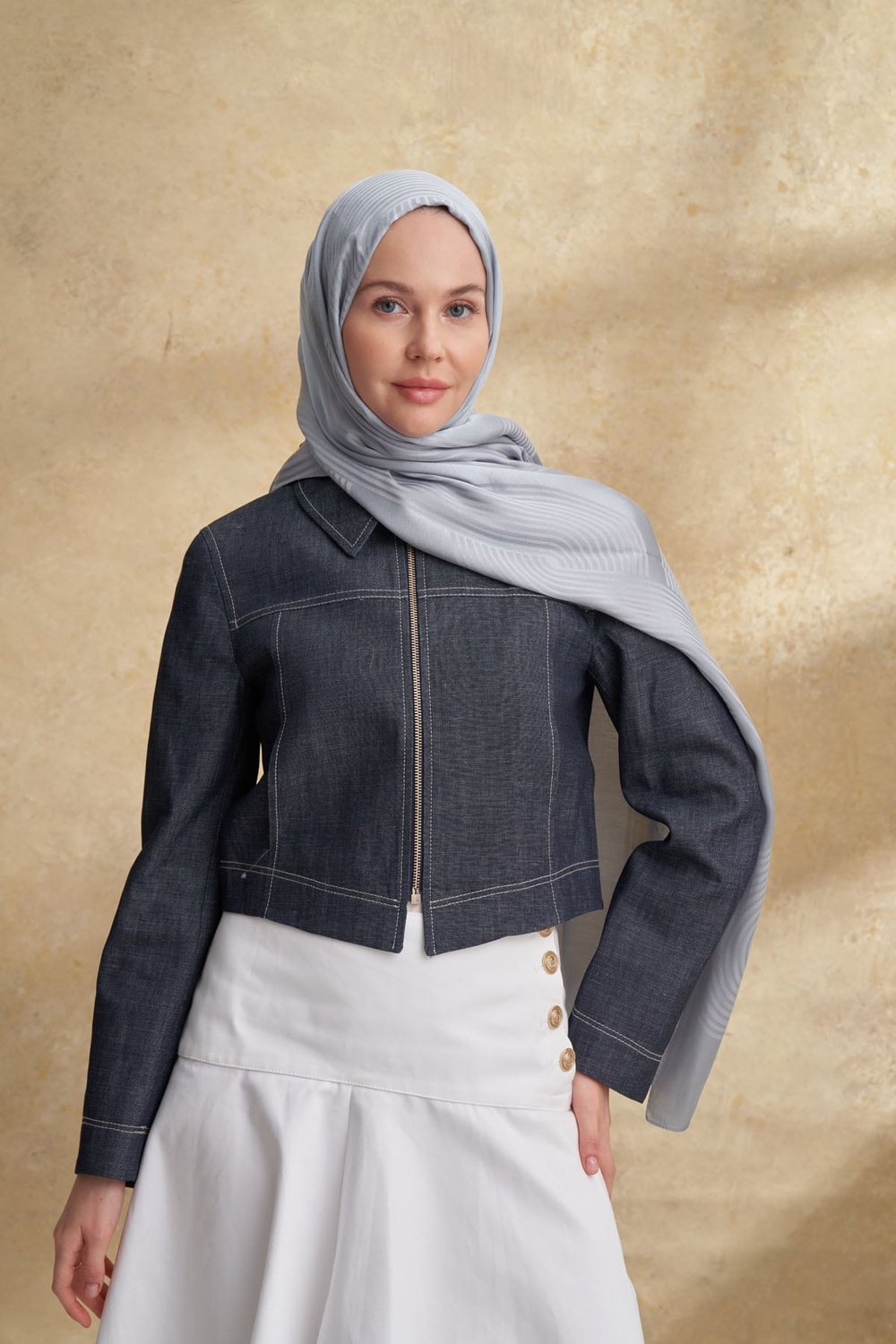 FIORI JAKAR LINE DESEN ŞAL - GÜMÜŞ
