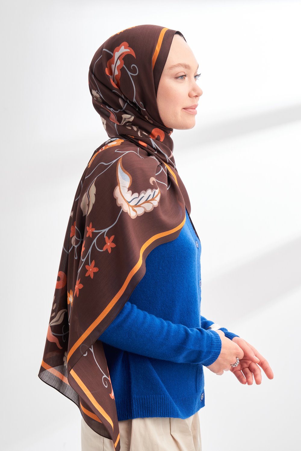 FLORAL ARCHIVE FIORA DESEN ŞAL - KAHVE - TURUNCU