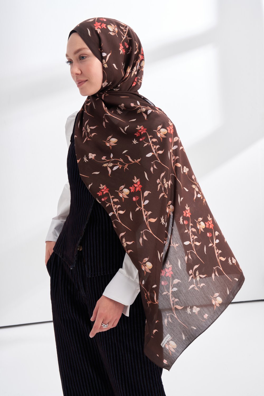 FLORAL ARCHIVE MIRELLE DESEN ŞAL - ACI KAHVE