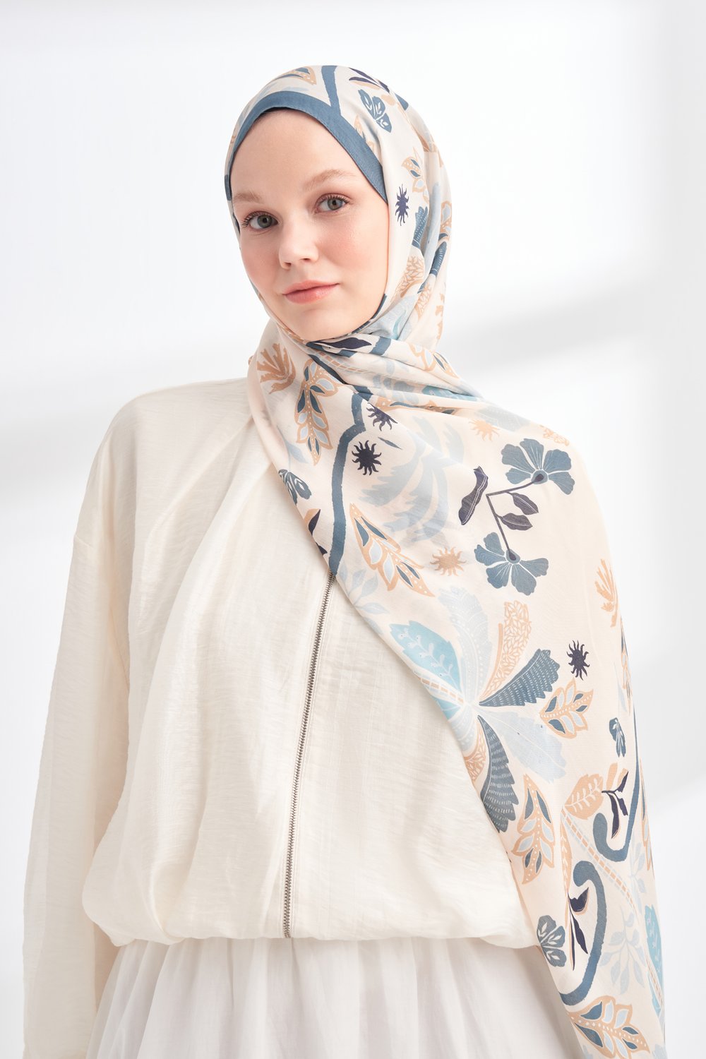 FLORAL ARCHIVE PALMERA DESEN ŞAL - İNDİGO