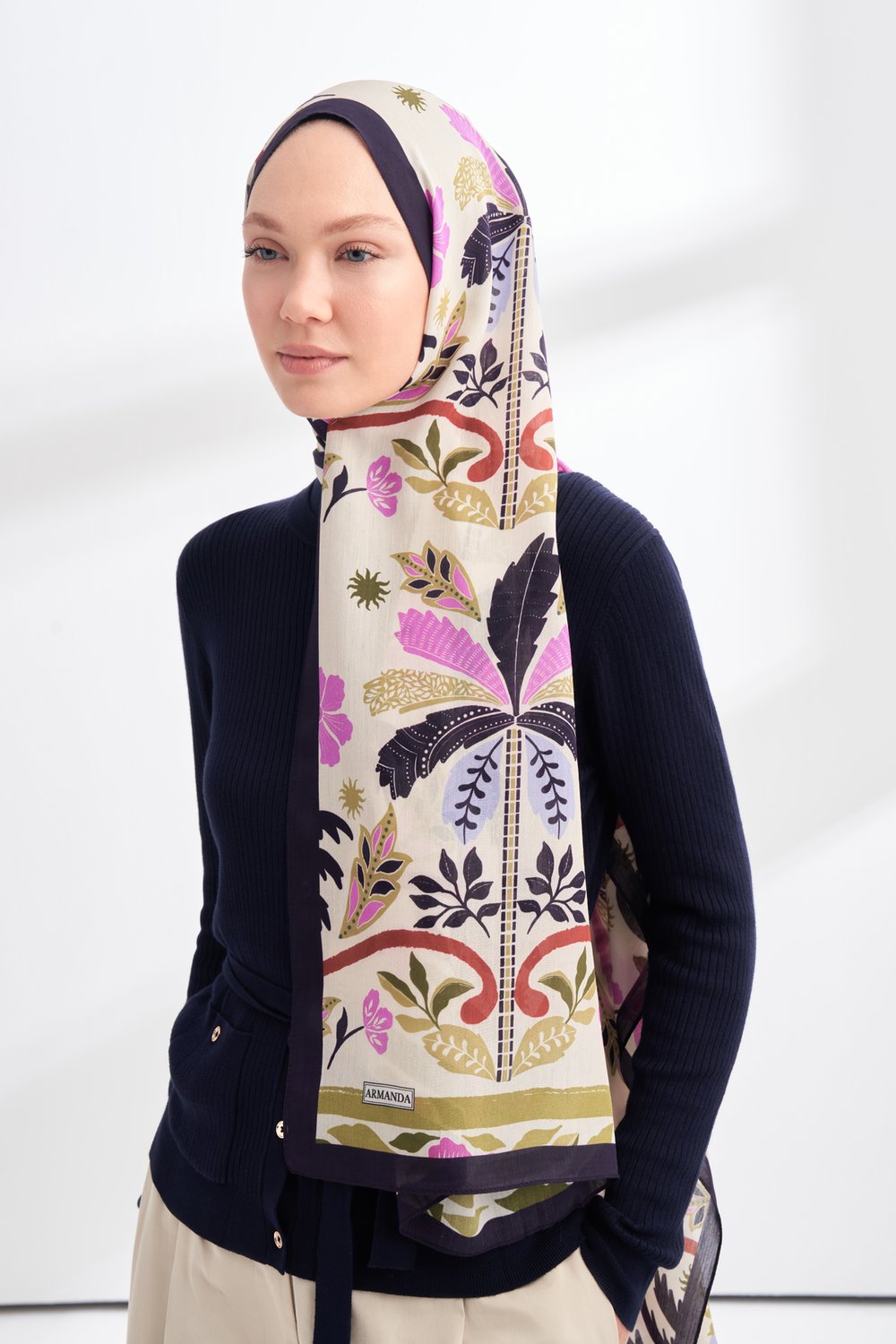 FLORAL ARCHIVE PALMERA DESEN ŞAL - MOR