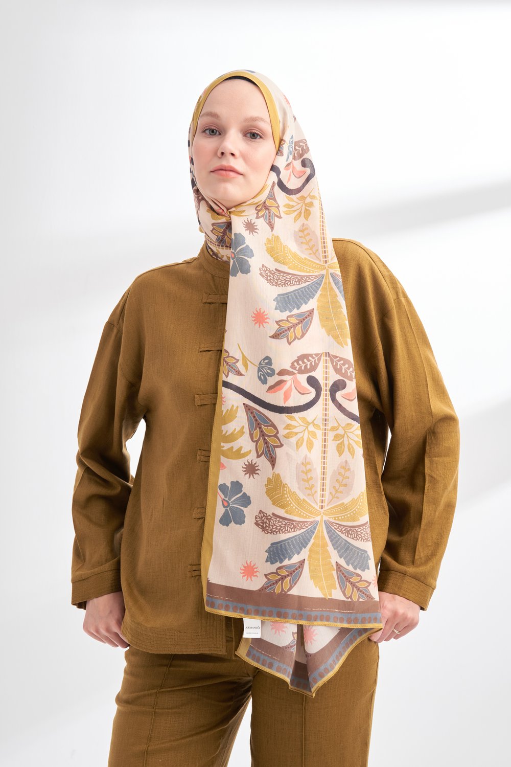 FLORAL ARCHIVE PALMERA DESEN ŞAL - YAĞ YEŞİLİ
