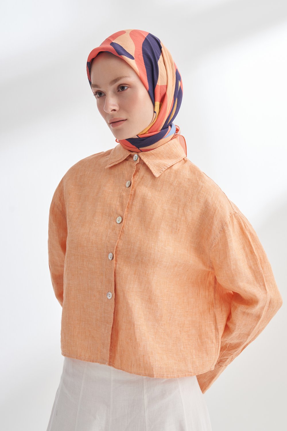 FLORAL MUSE DESEN THE TENCEL EDIT EŞARP - PEACH FUZZ