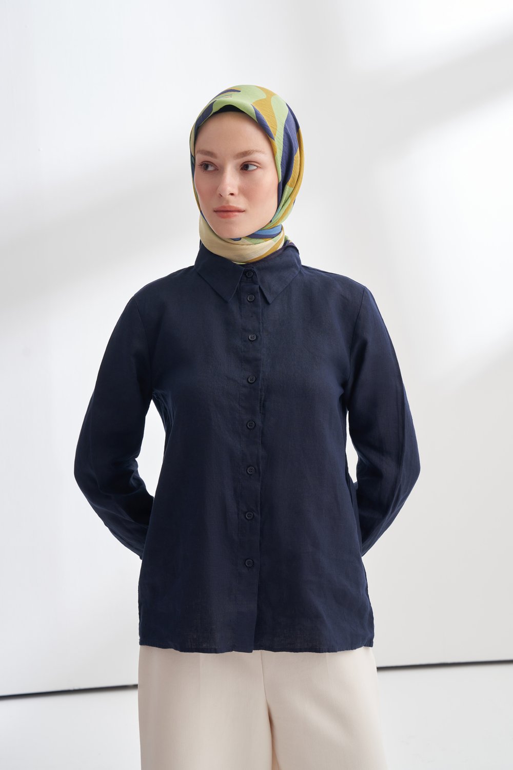 FLORAL MUSE DESEN THE TENCEL EDIT EŞARP  - MOR - YAĞ YEŞİLİ