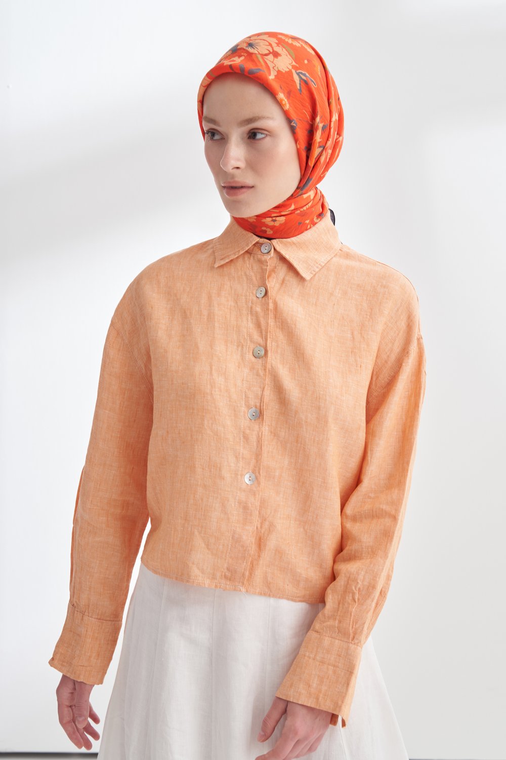 GARDEN MELODY DESEN THE TENCEL EDIT EŞARP - ORANGE