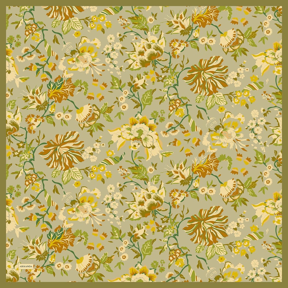 GARDEN MELODY DESEN THE TENCEL EDIT EŞARP - YAĞ YEŞİLİ