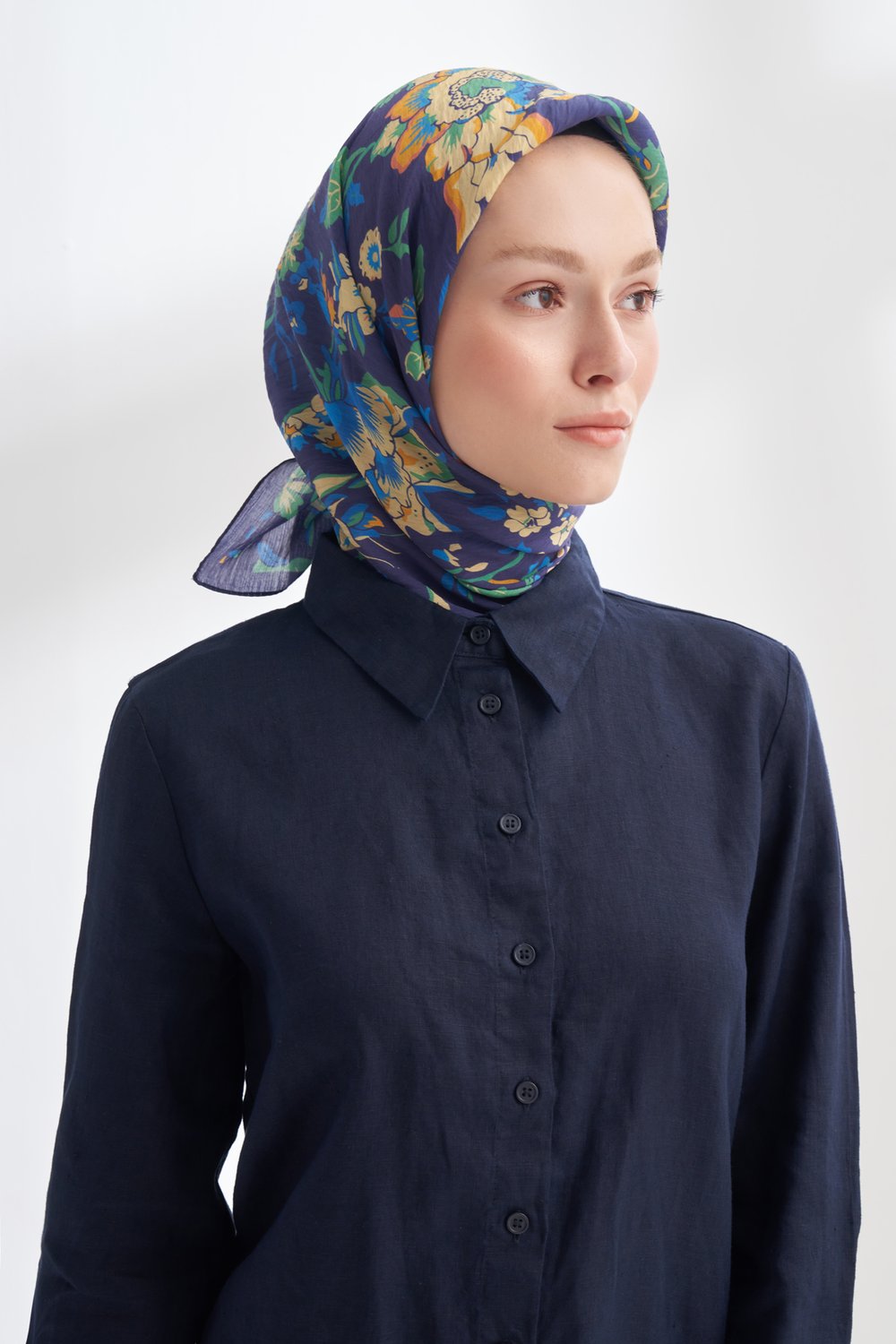 GARDEN MELODY DESEN THE TENCEL EDIT EŞARP - GECE MAVİSİ