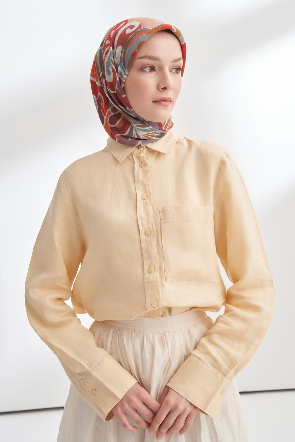 HERITAGE DESEN THE TENCEL EDIT EŞARP  - KİREMİT
