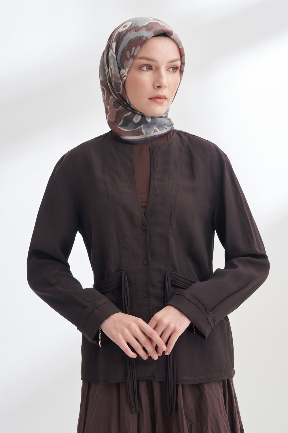 HERITAGE DESEN THE TENCEL EDIT EŞARP - SİYAH - KAHVE
