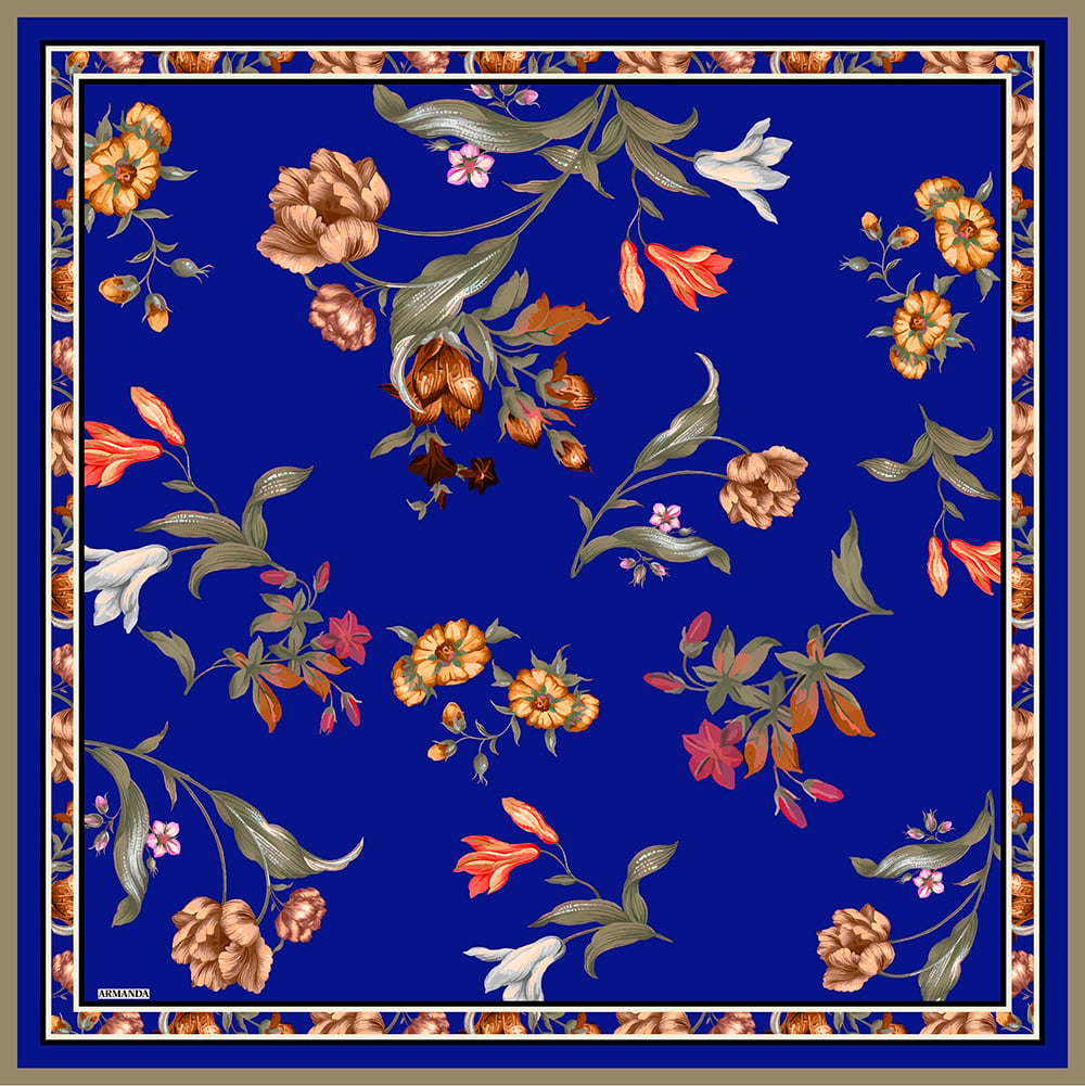 IRIS DESEN TWILL İPEK EŞARP - SAKS