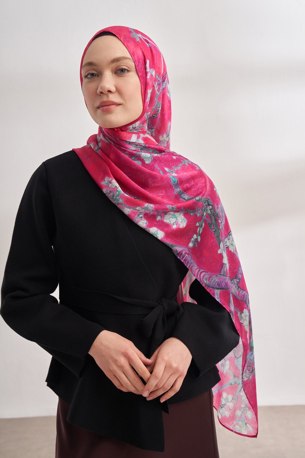 İTHAL  VUAL ALMOND BLOSSOM DESEN ŞAL - FUŞYA