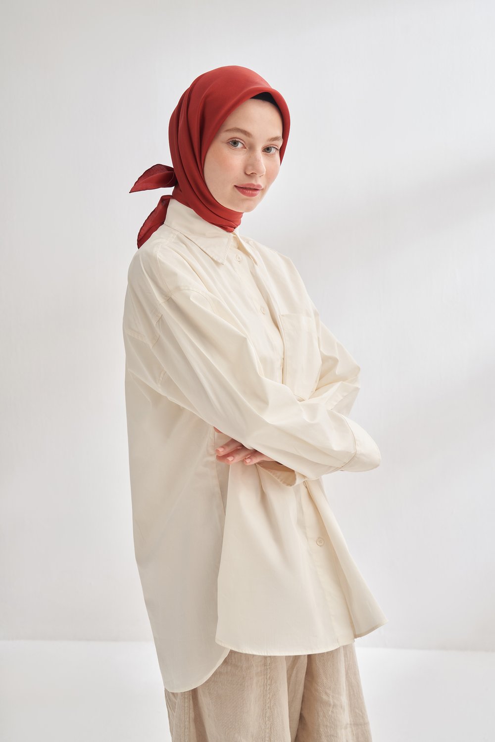 PREMIUM TWILL İPEK EŞARP - BORDO