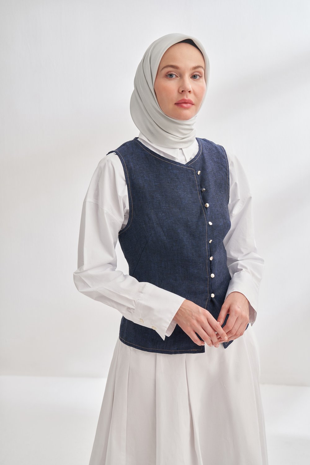 PREMIUM TWILL İPEK EŞARP -GÜMÜŞ